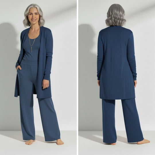 MALIA | ELEGANTE 3-DELIGE SET MET CARDIGAN, TOP EN BROEK