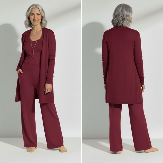 MALIA | ELEGANTE 3-DELIGE SET MET CARDIGAN, TOP EN BROEK