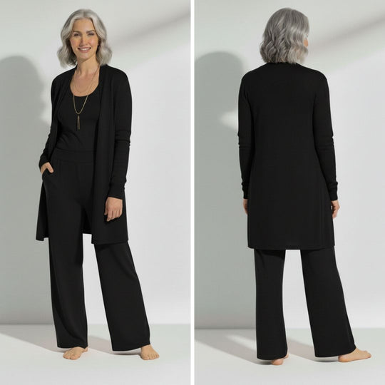 MALIA | ELEGANTE 3-DELIGE SET MET CARDIGAN, TOP EN BROEK