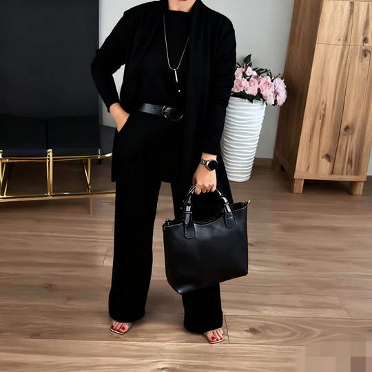 MALIA | ELEGANTE 3-DELIGE SET MET CARDIGAN, TOP EN BROEK